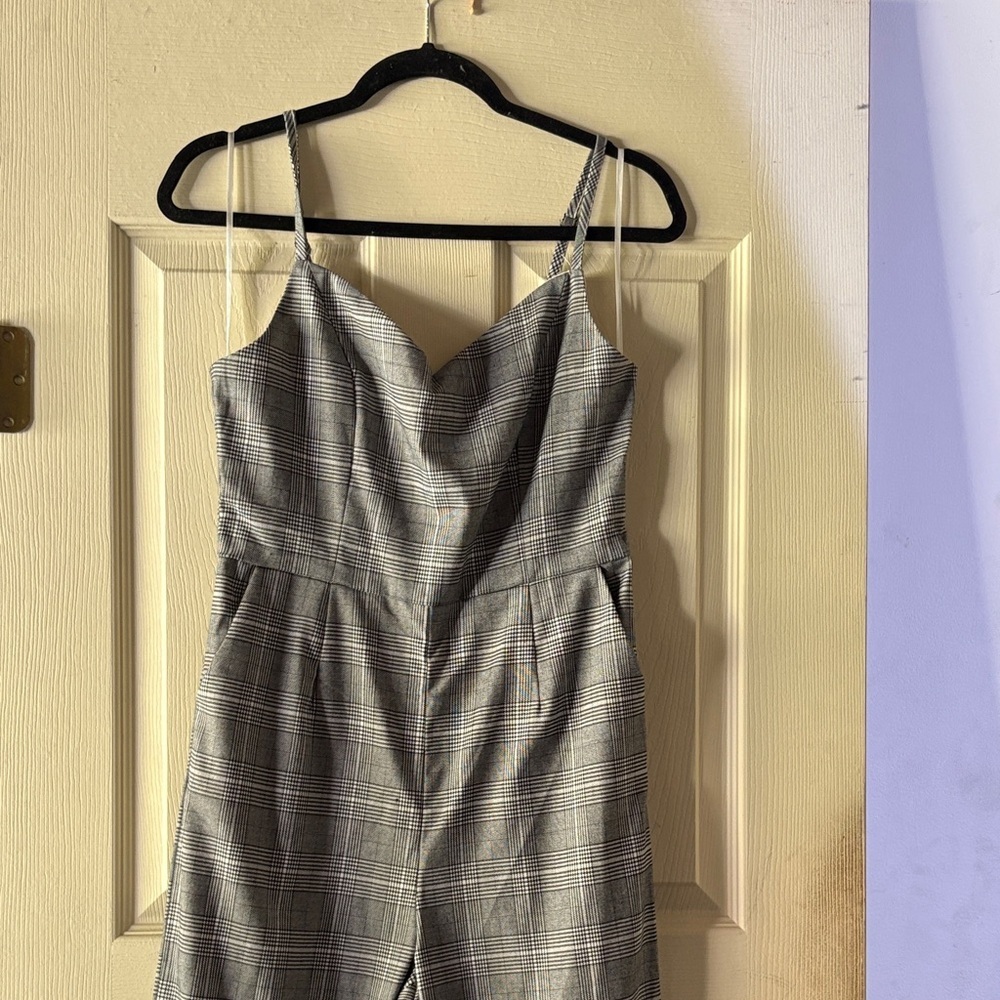 Honey Punch Black and White Houndstooth Jumpsuit
